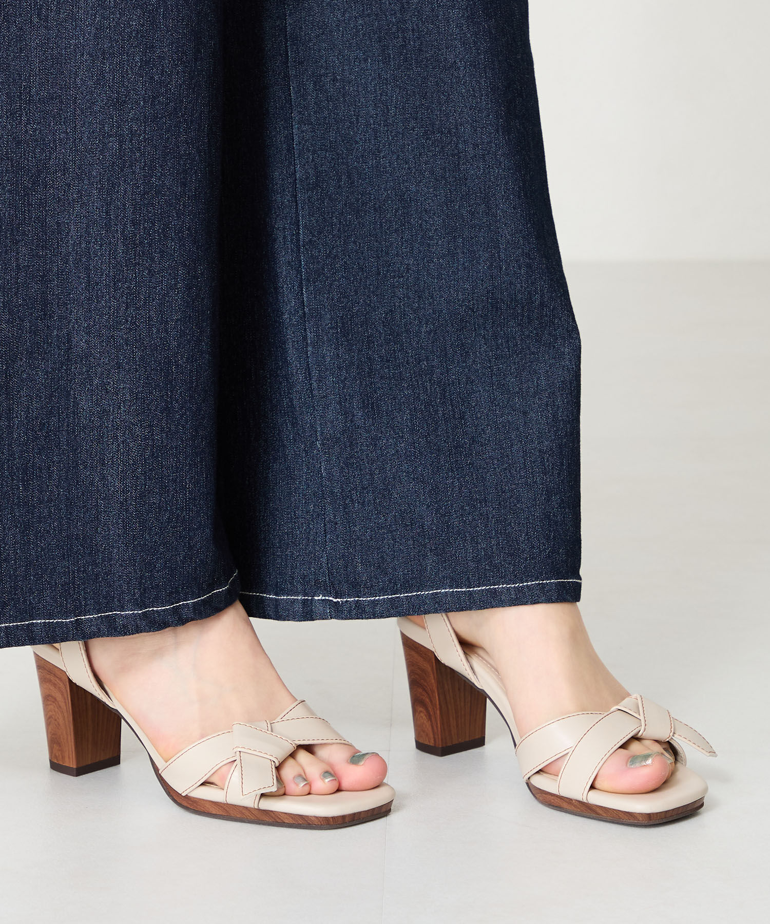 ORiental TRaffic「●2025春夏新作●リボンベルトウッドヒールサンダル/51225 サンダル 人気 ヒール8.2cm」|サンダル|