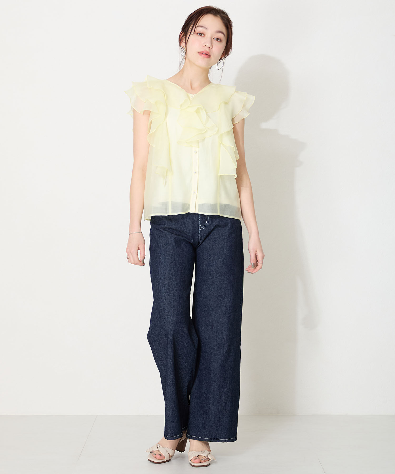 ORiental TRaffic「●2025春夏新作●リボンベルトウッドヒールサンダル/51225 サンダル 人気 ヒール8.2cm」|サンダル|