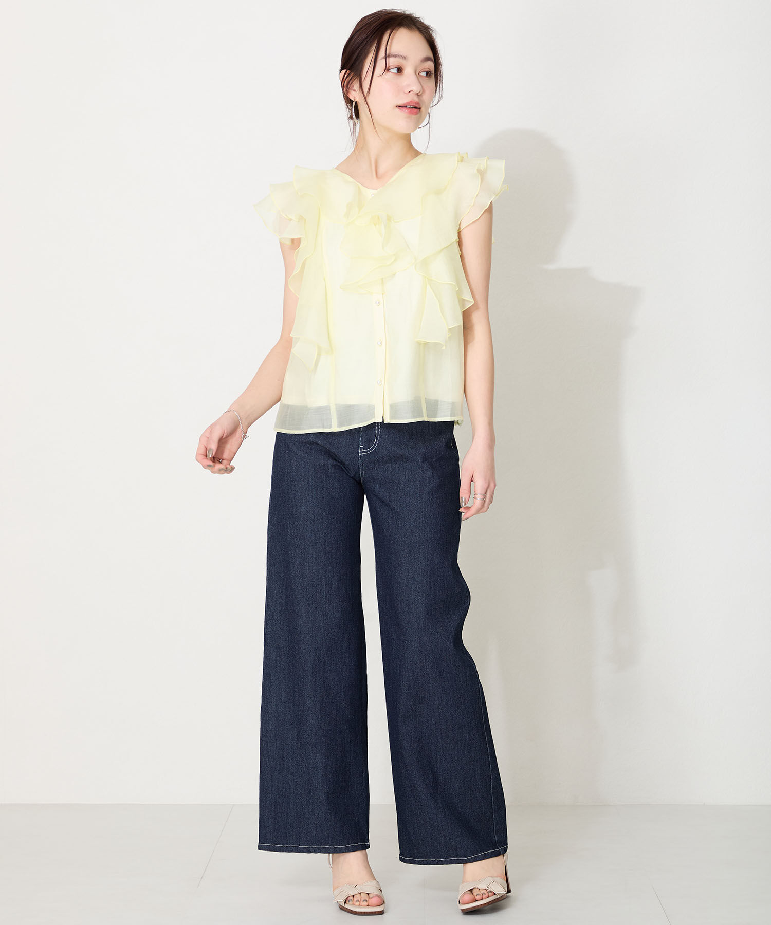 ORiental TRaffic「●2025春夏新作●リボンベルトウッドヒールサンダル/51225 サンダル 人気 ヒール8.2cm」|サンダル|