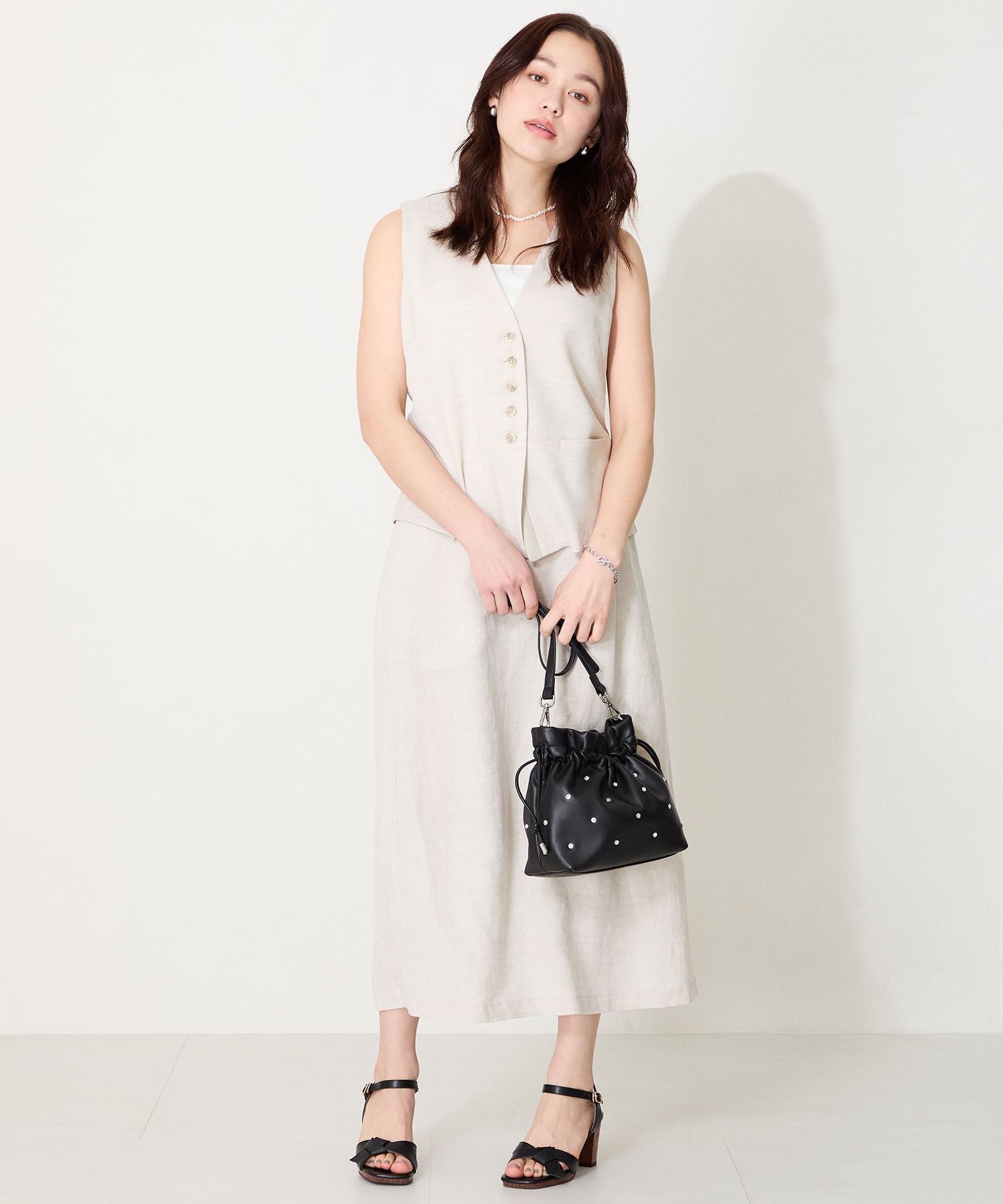 ORiental TRaffic「●2025春夏新作●リボンベルトウッドヒールサンダル/51225 サンダル 人気 ヒール8.2cm」|サンダル|