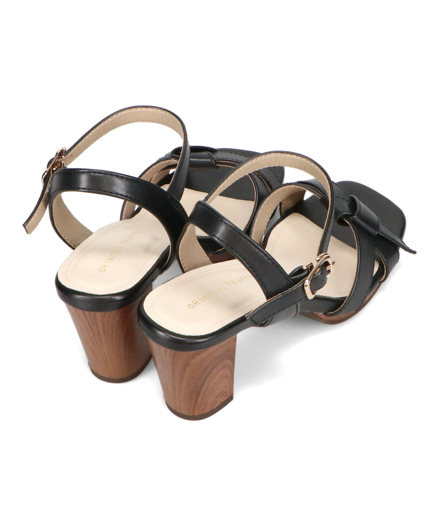 ORiental TRaffic「●2025春夏新作●リボンベルトウッドヒールサンダル/51225 サンダル 人気 ヒール8.2cm」|サンダル|