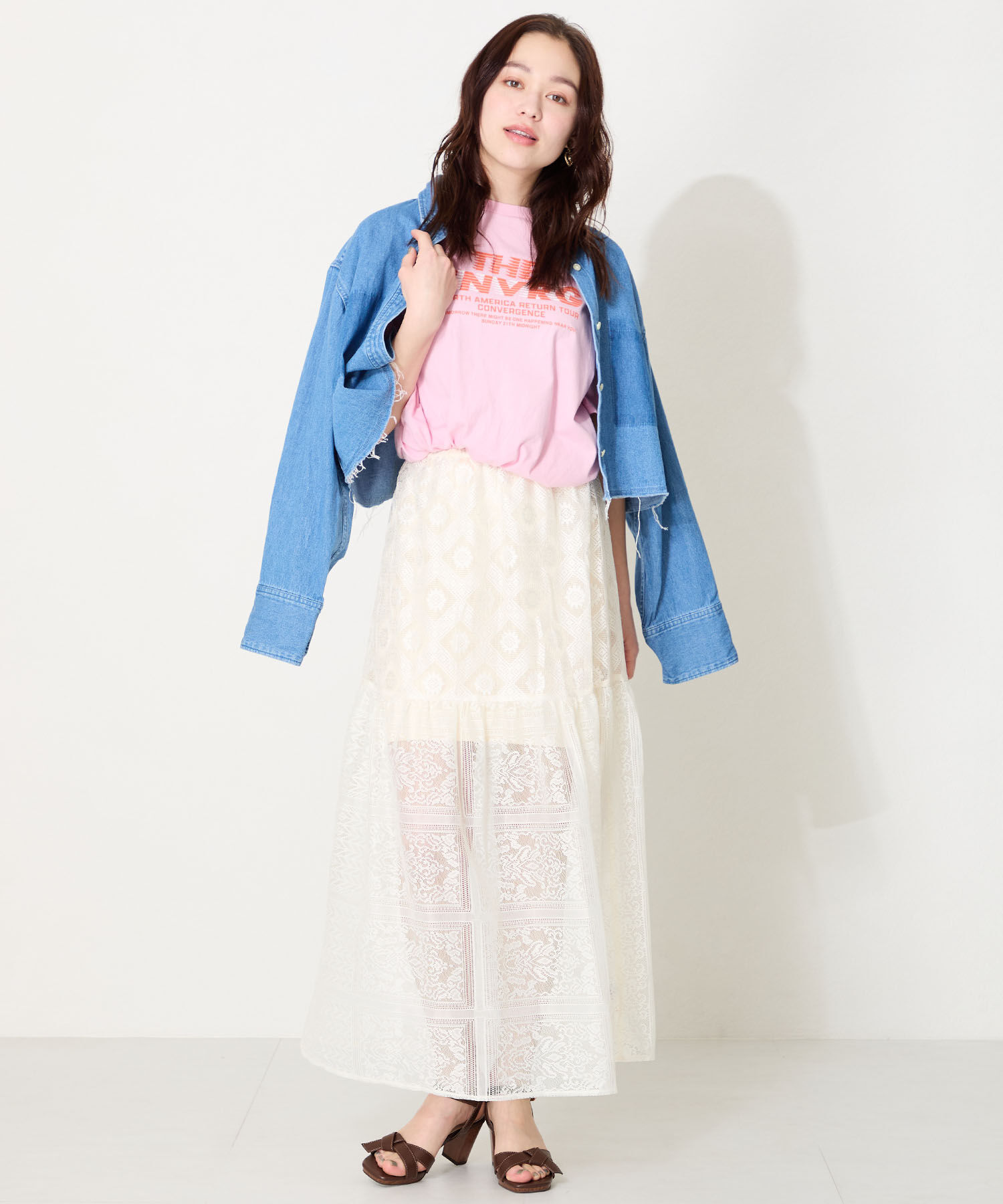 ORiental TRaffic「●2025春夏新作●リボンベルトウッドヒールサンダル/51225 サンダル 人気 ヒール8.2cm」|サンダル|