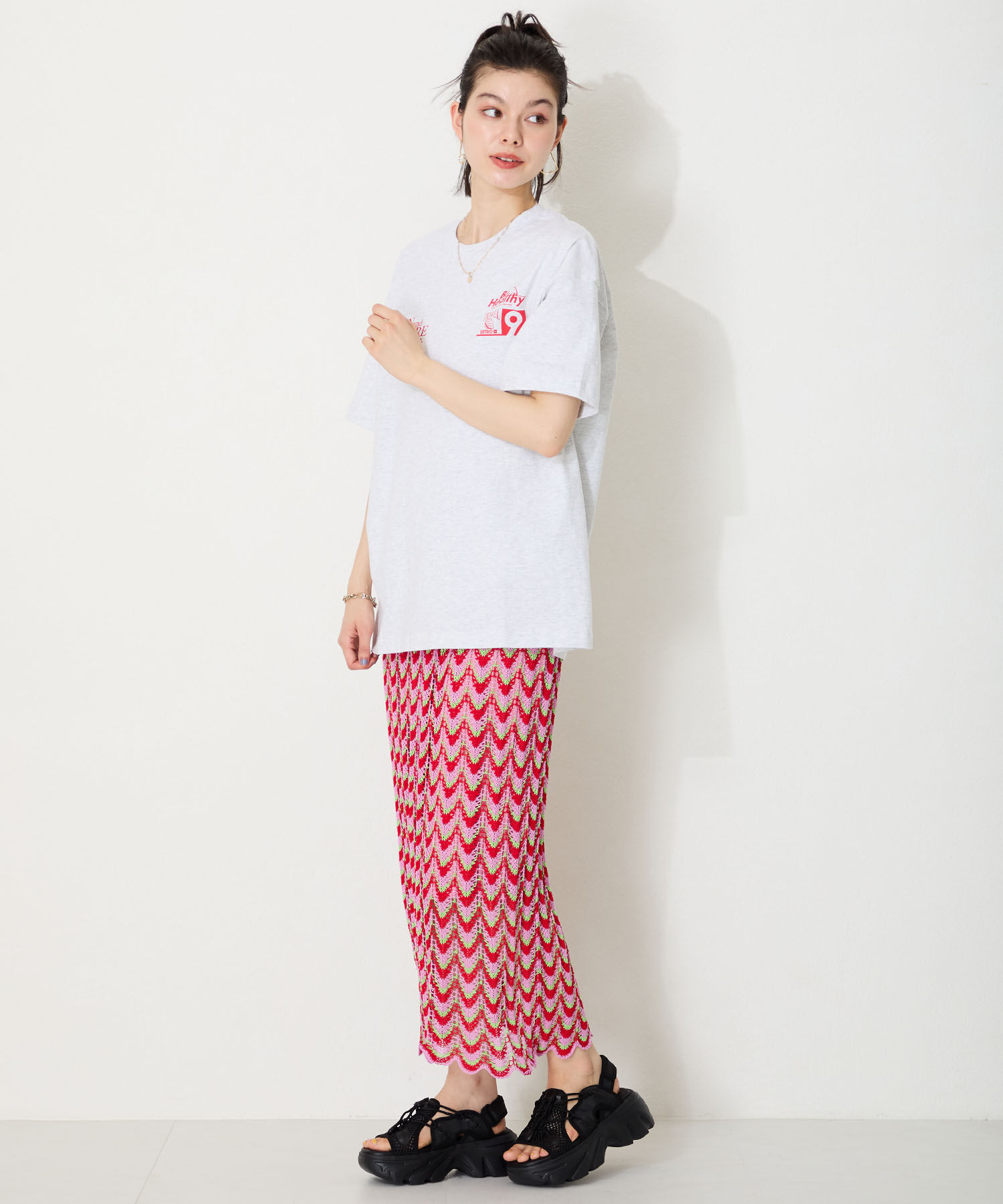 ORiental TRaffic「●2025春夏新作●ドローコード&times;メッシュ厚底サンダル/51210 サンダル 厚底　メッシュ トレンド」|サンダル|