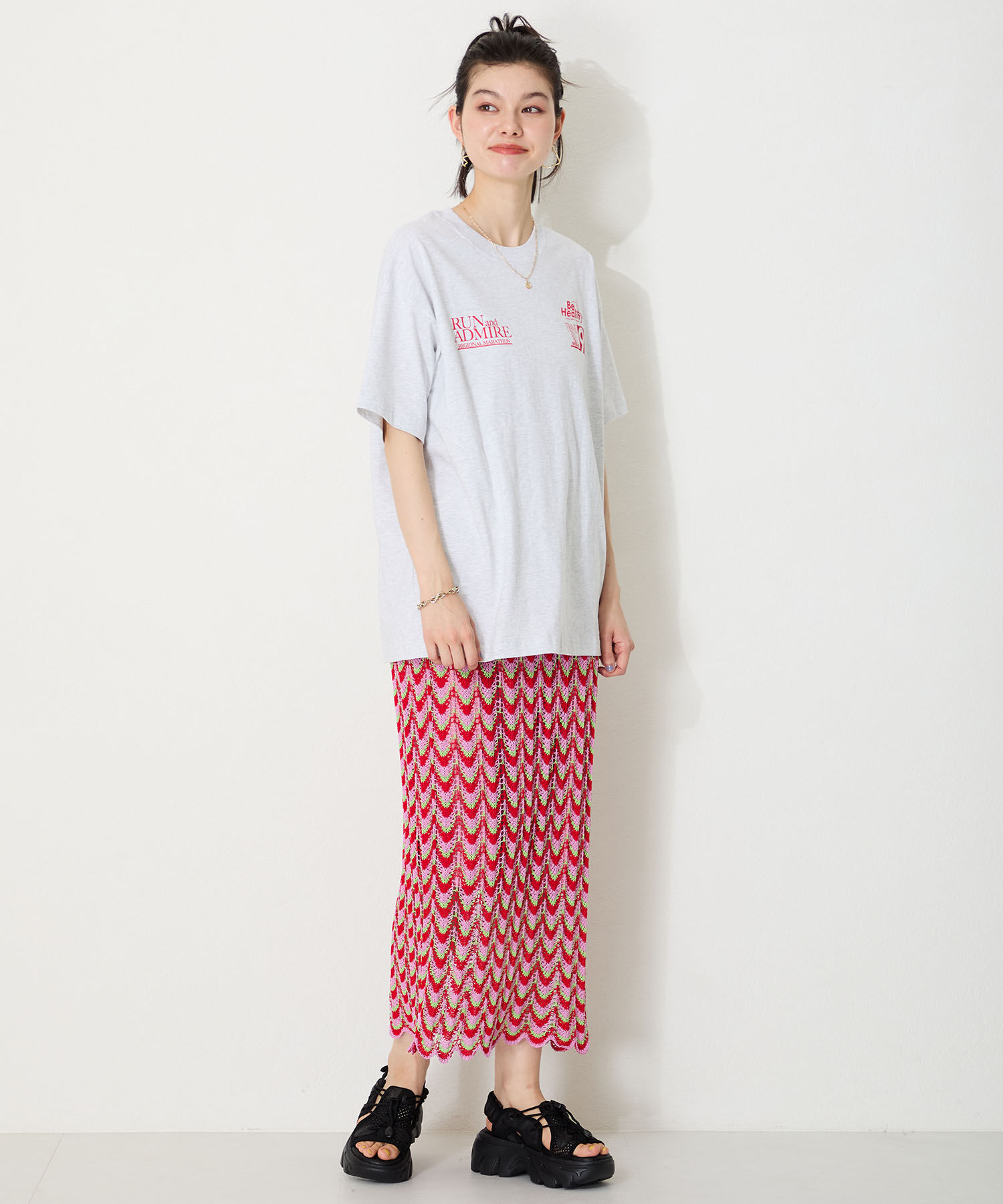 ORiental TRaffic「●2025春夏新作●ドローコード&times;メッシュ厚底サンダル/51210 サンダル 厚底　メッシュ トレンド」|サンダル|