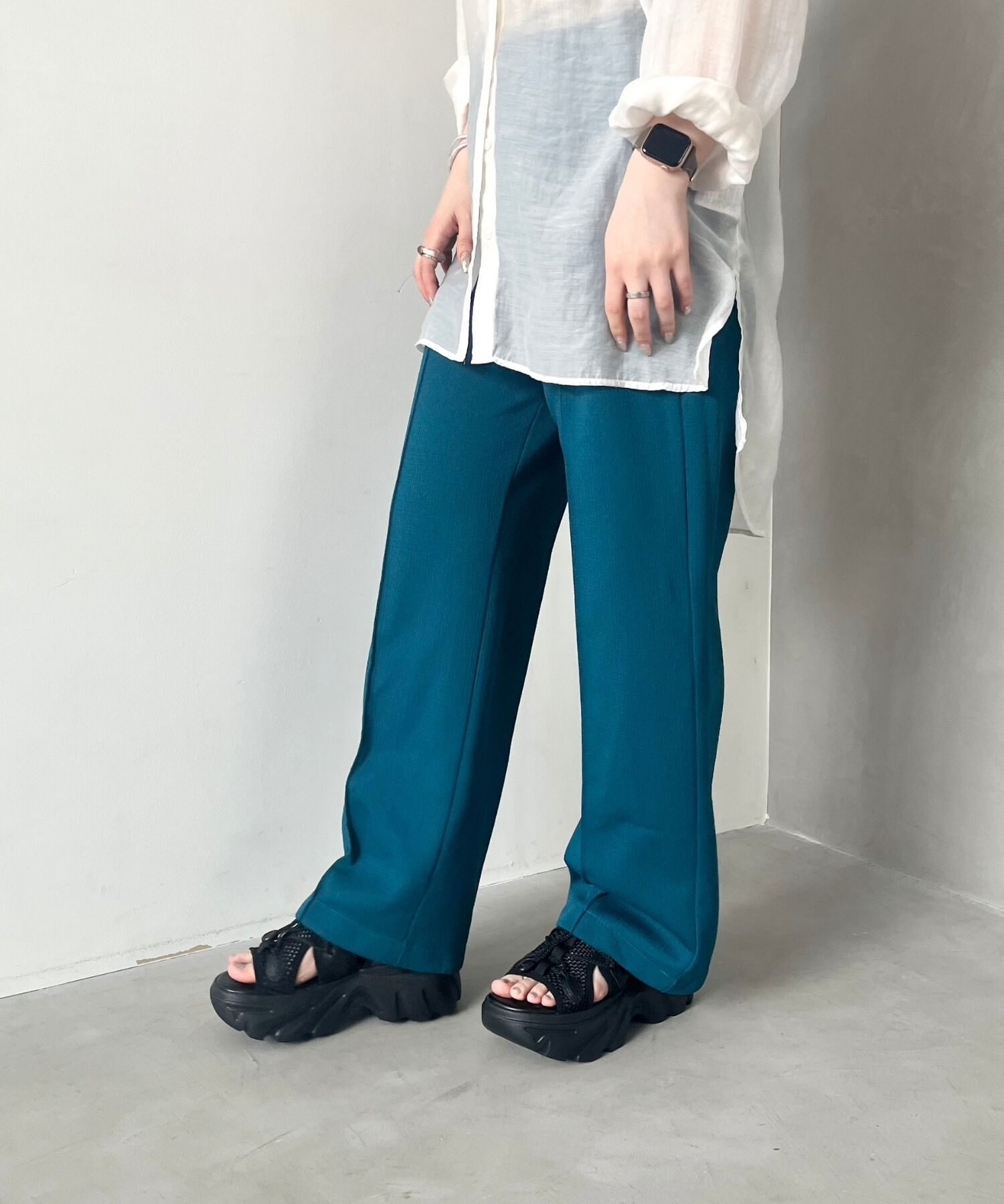 ORiental TRaffic「●2025春夏新作●ドローコード&times;メッシュ厚底サンダル/51210 サンダル 厚底　メッシュ トレンド」|サンダル|