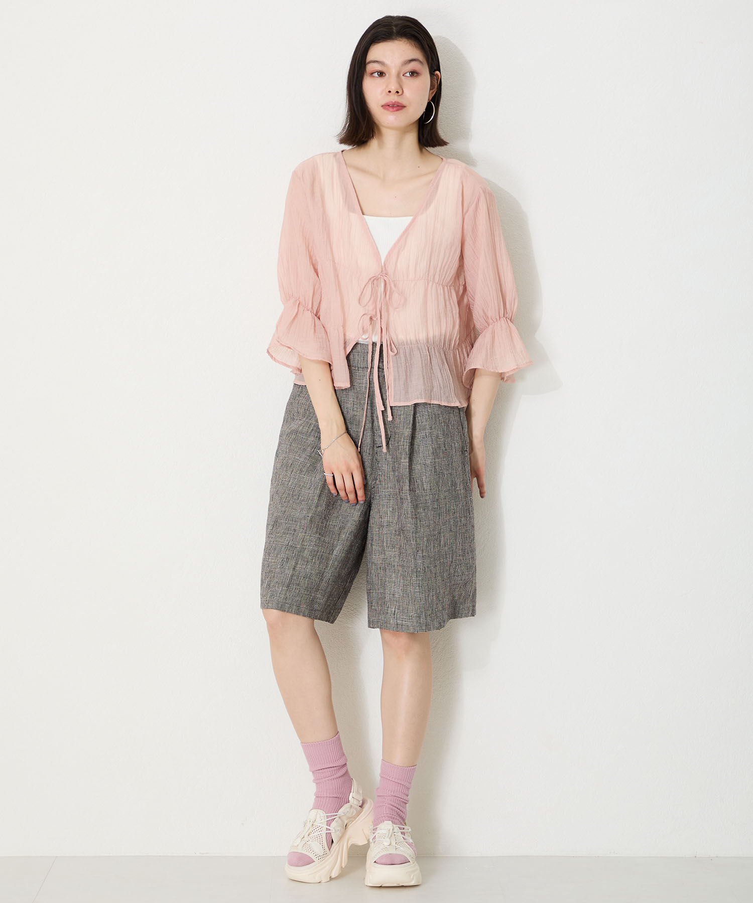 ORiental TRaffic「●2025春夏新作●ドローコード&times;メッシュ厚底サンダル/51210 サンダル 厚底　メッシュ トレンド」|サンダル|