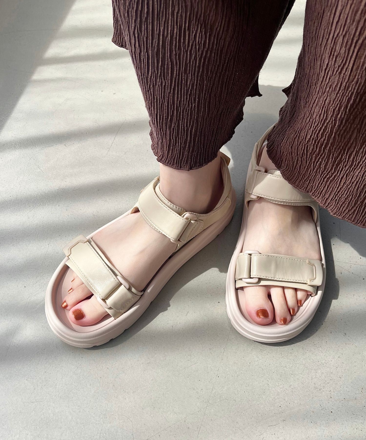 ORiental TRaffic「【Fit meサンダル】ダブルベルト サンダル /51227 軽い 柔らかい フラット」|サンダル|