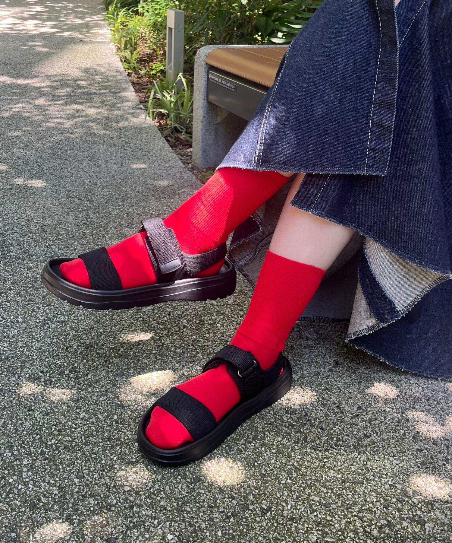 ORiental TRaffic「【Fit meサンダル】ニットダブルベルトサンダル/55208 サンダル 人気 WEB限定 ニット 軽い」|サンダル|