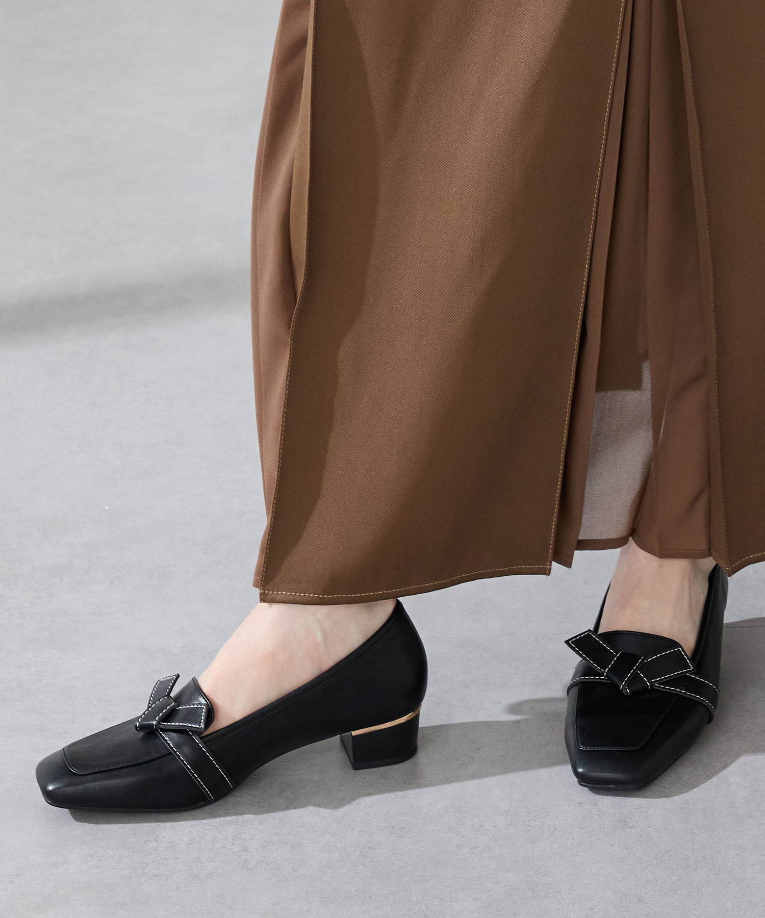 ORiental TRaffic「【WEB限定】●2025秋冬新作●リボンデザイン 甲深パンプス /55301 ヒール3.5ｃｍ ヒールローファー」|パンプス|