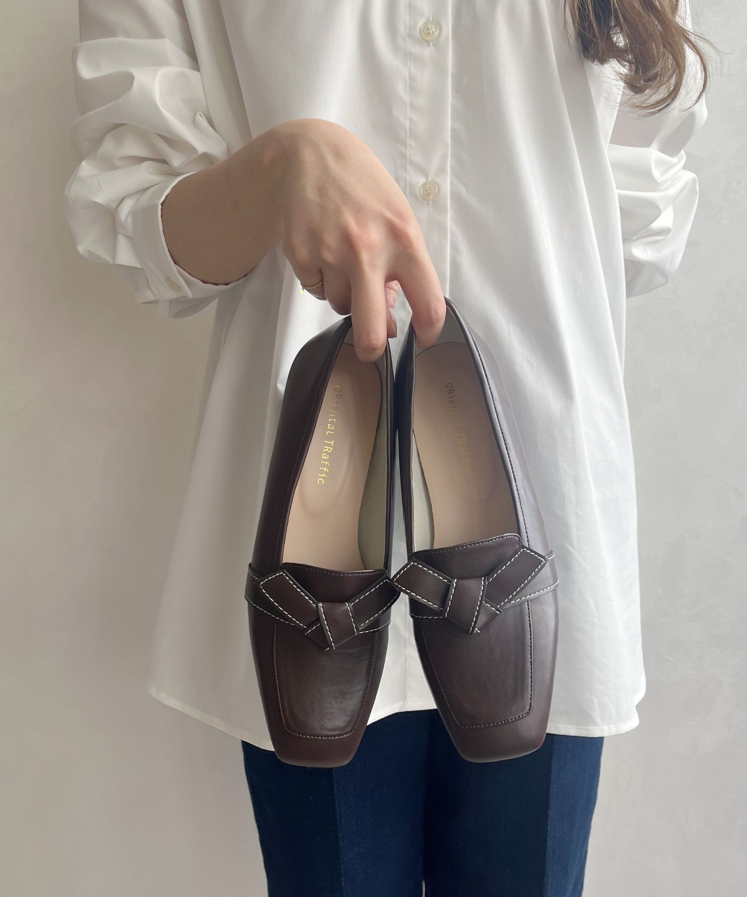 ORiental TRaffic「【WEB限定】●2025秋冬新作●リボンデザイン 甲深パンプス /55301 ヒール3.5ｃｍ ヒールローファー」|パンプス|BROWN