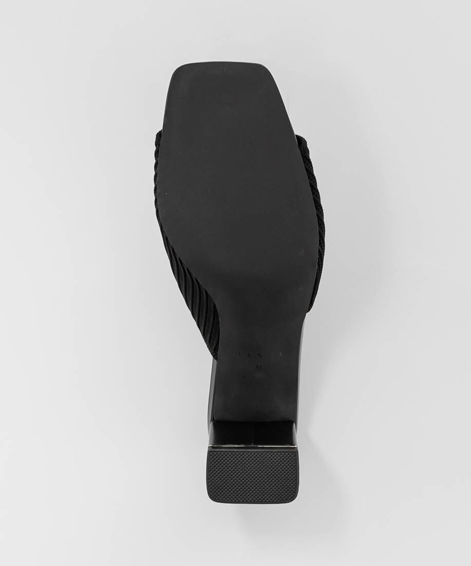  「【SUSTAINABLE】アシンメトリーニットミュールサンダル」|パンプス|