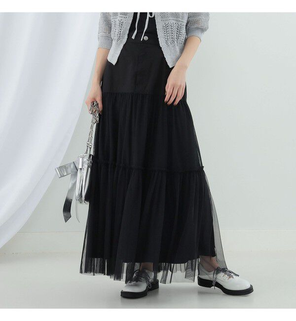 Ray BEAMS 「チュール キリカエ ティアード スカート」|スカート|