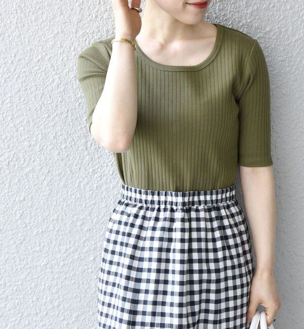 SHIPS any「SHIPS any:〈ウォッシャブル〉テレコ ハーフ スリーブ TEE」|Tシャツ・カットソー|