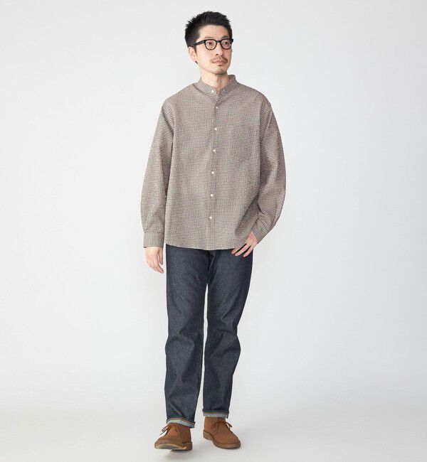 SHIPS「SHIPS: エアー サッカー バンドカラー リラックス 長袖 シャツ〈単色／チェック〉」|シャツ・ブラウス|