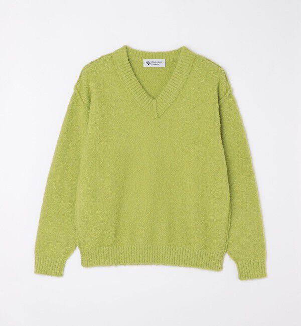 SHIPS「City Ambient Products:〈手洗い可能〉ループヤーン ワイドリブ Vネック ニット」|ニット・セーター|ライム