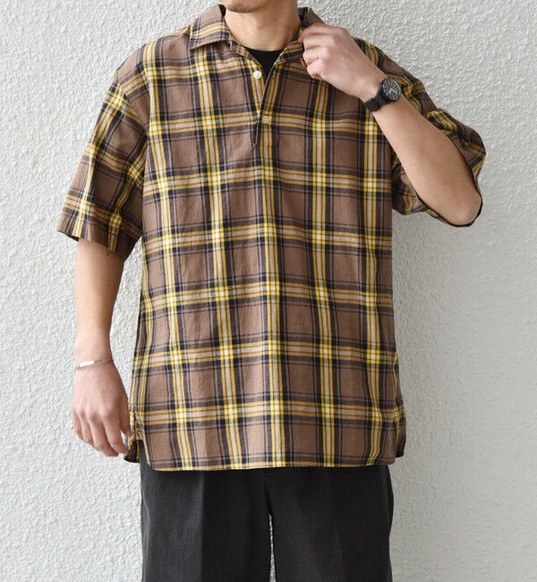 SHIPS any「SHIPS any:〈洗濯機可能〉コットン/リネン チェック オープンカラー プルオーバー シャツ◇」|シャツ・ブラウス|