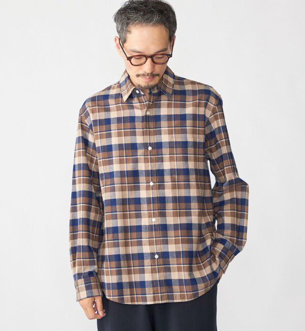 SHIPS「SHIPS: BEZ レギュラーカラー ネル チェック シャツ」|シャツ・ブラウス|