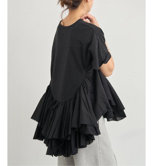 IENA「《追加》AAYUSHI/アユーシ ロングティアードフリルテールトップス」|Tシャツ・カットソー|ブラック