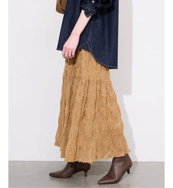 SLOBE IENA「マジョリカジャガードフレアスカート」|スカート|キャメル