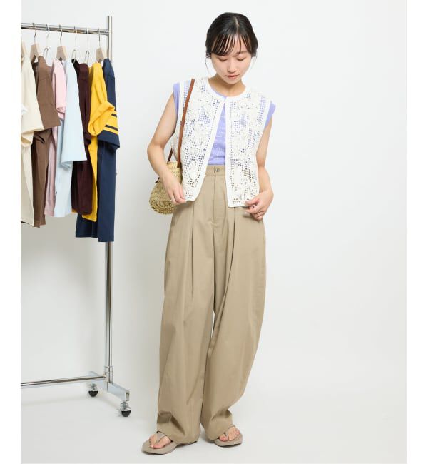 SLOBE IENA「《接触冷感/WEB限定/追加2予約》ライトチノタックカーブトラウザー」|チノ|