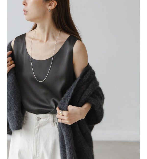 NOBLE「《追加3》【洗える】ルナサテンデコルテ2WAYトップス」|シャツ・ブラウス|