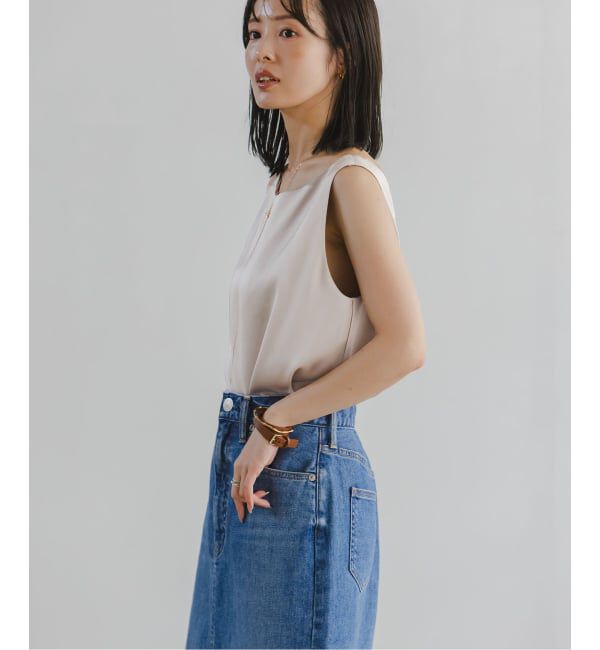 NOBLE「《追加3》【洗える】ルナサテンデコルテ2WAYトップス」|シャツ・ブラウス|