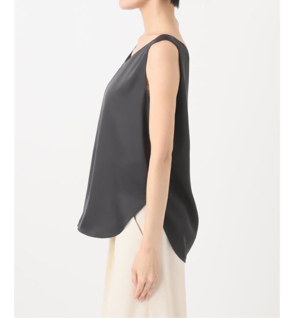 NOBLE「《追加3》【洗える】ルナサテンデコルテ2WAYトップス」|シャツ・ブラウス|