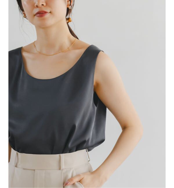NOBLE「《追加3》【洗える】ルナサテンデコルテ2WAYトップス」|シャツ・ブラウス|