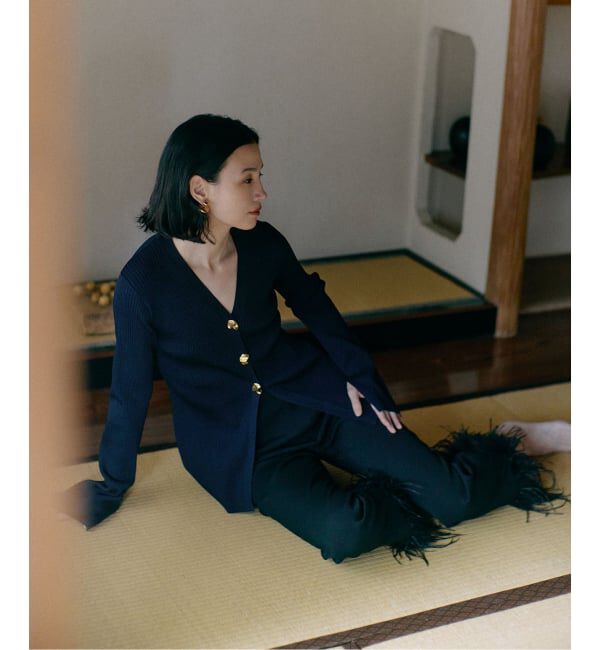 NOBLE「ELENI/エルニ オーストリッチファートリムパンツ」|スラックス|