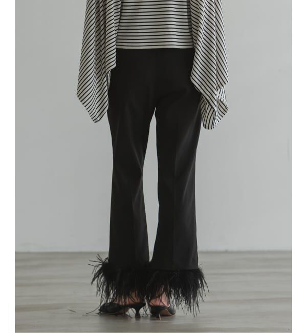 NOBLE「ELENI/エルニ オーストリッチファートリムパンツ」|スラックス|