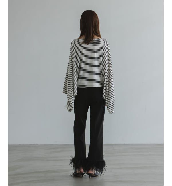 NOBLE「ELENI/エルニ オーストリッチファートリムパンツ」|スラックス|