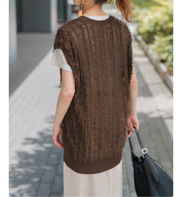 Spick and Span「《一部店舗+WEB限定》フリンジニットベスト」|ベスト・ジレ|