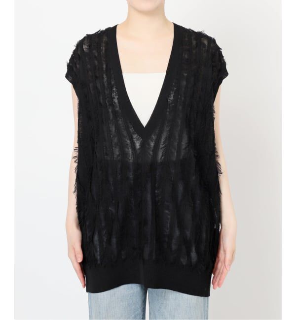 Spick and Span「《一部店舗+WEB限定》フリンジニットベスト」|ベスト・ジレ|