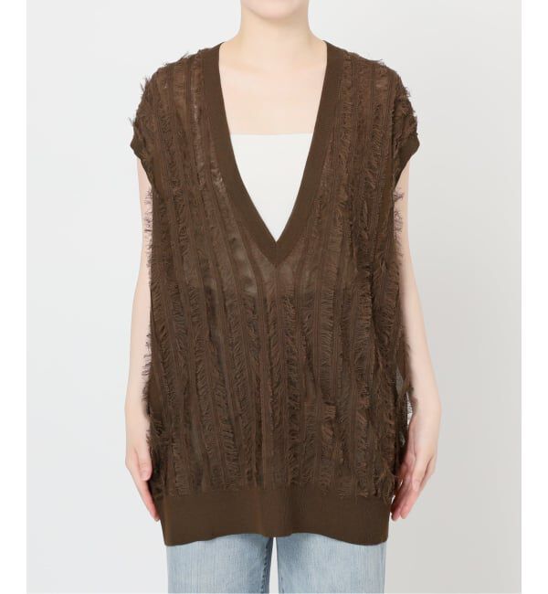 Spick and Span「《一部店舗+WEB限定》フリンジニットベスト」|ベスト・ジレ|