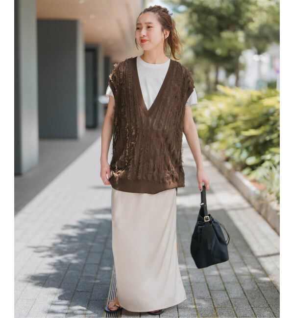 Spick and Span「《一部店舗+WEB限定》フリンジニットベスト」|ベスト・ジレ|