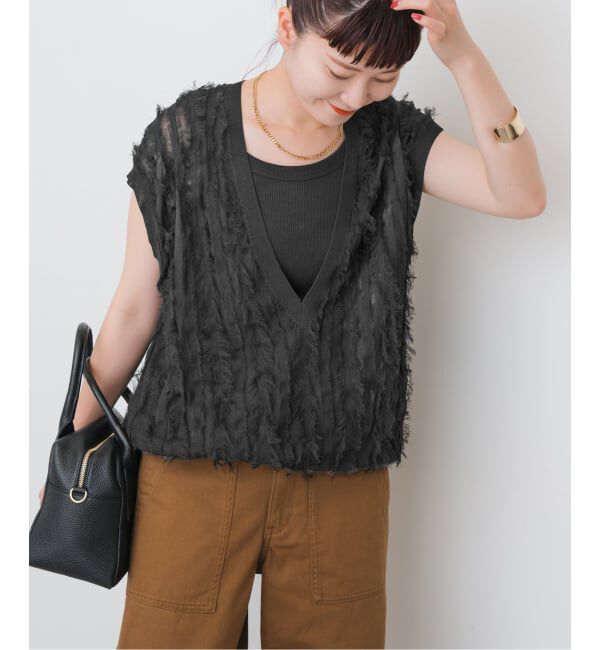 Spick and Span「《一部店舗+WEB限定》フリンジニットベスト」|ベスト・ジレ|