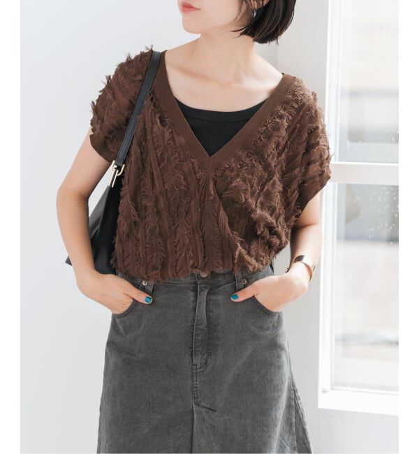 Spick and Span「《一部店舗+WEB限定》フリンジニットベスト」|ベスト・ジレ|ブラウン