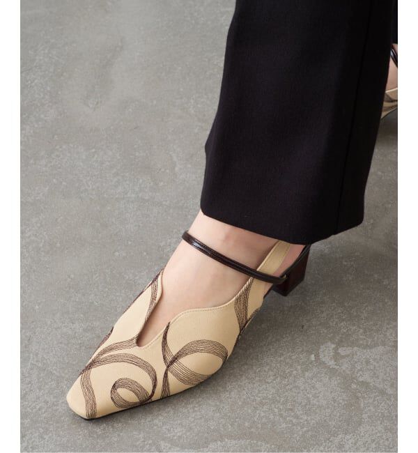 GRISE「《追加予約》GRISE4cmナロースクエアウェーブスリングバック」|パンプス|