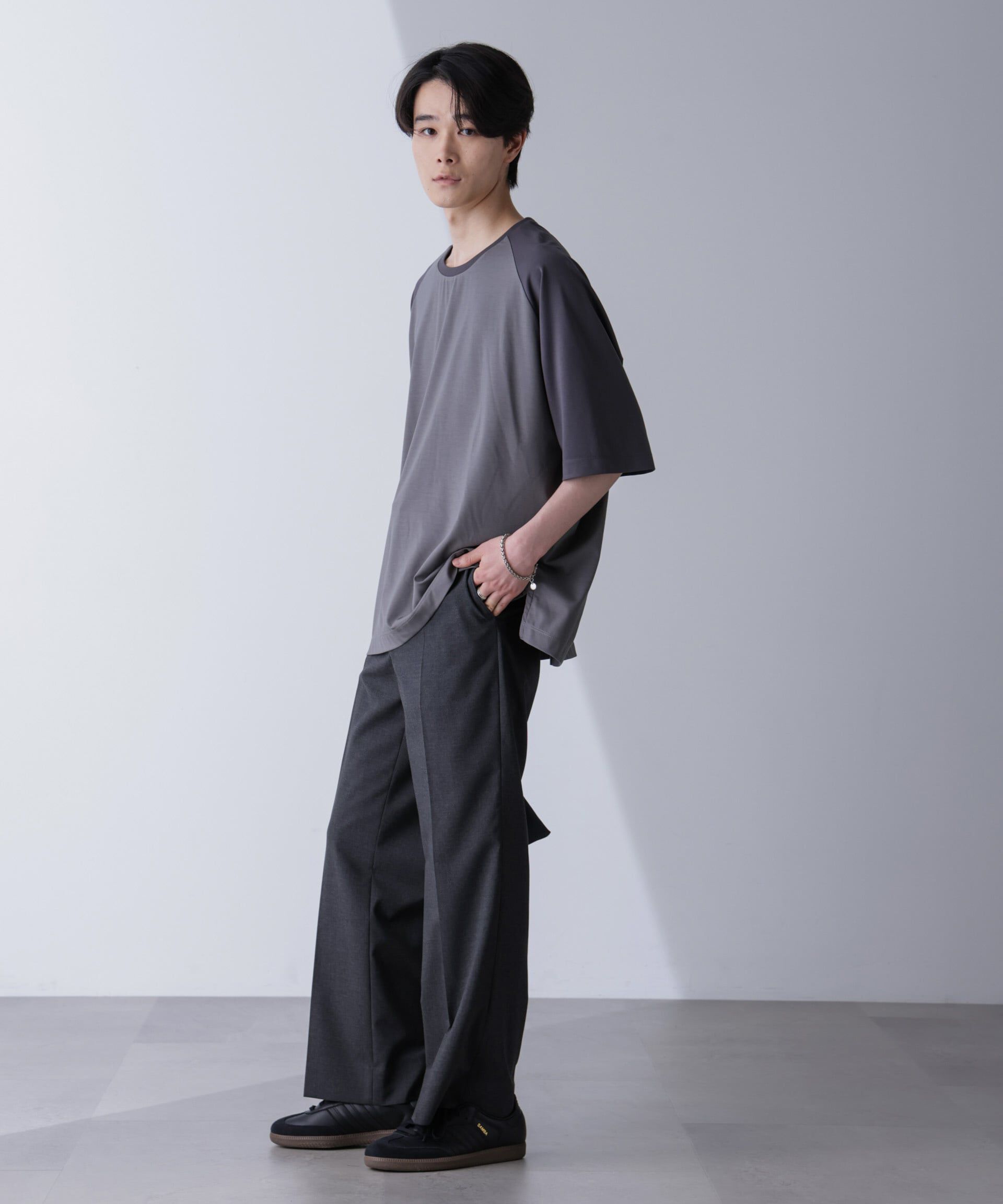 nano･universe「ワイドシルエットラグランTシャツ 半袖」|Tシャツ・カットソー|チャコール3