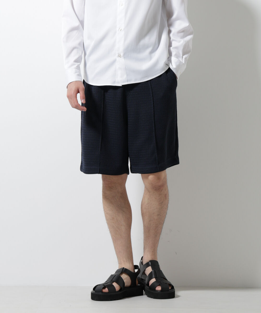nano･universe「ジャガードニットソーショートパンツ（セットアップ可）」|チノ|ネイビー
