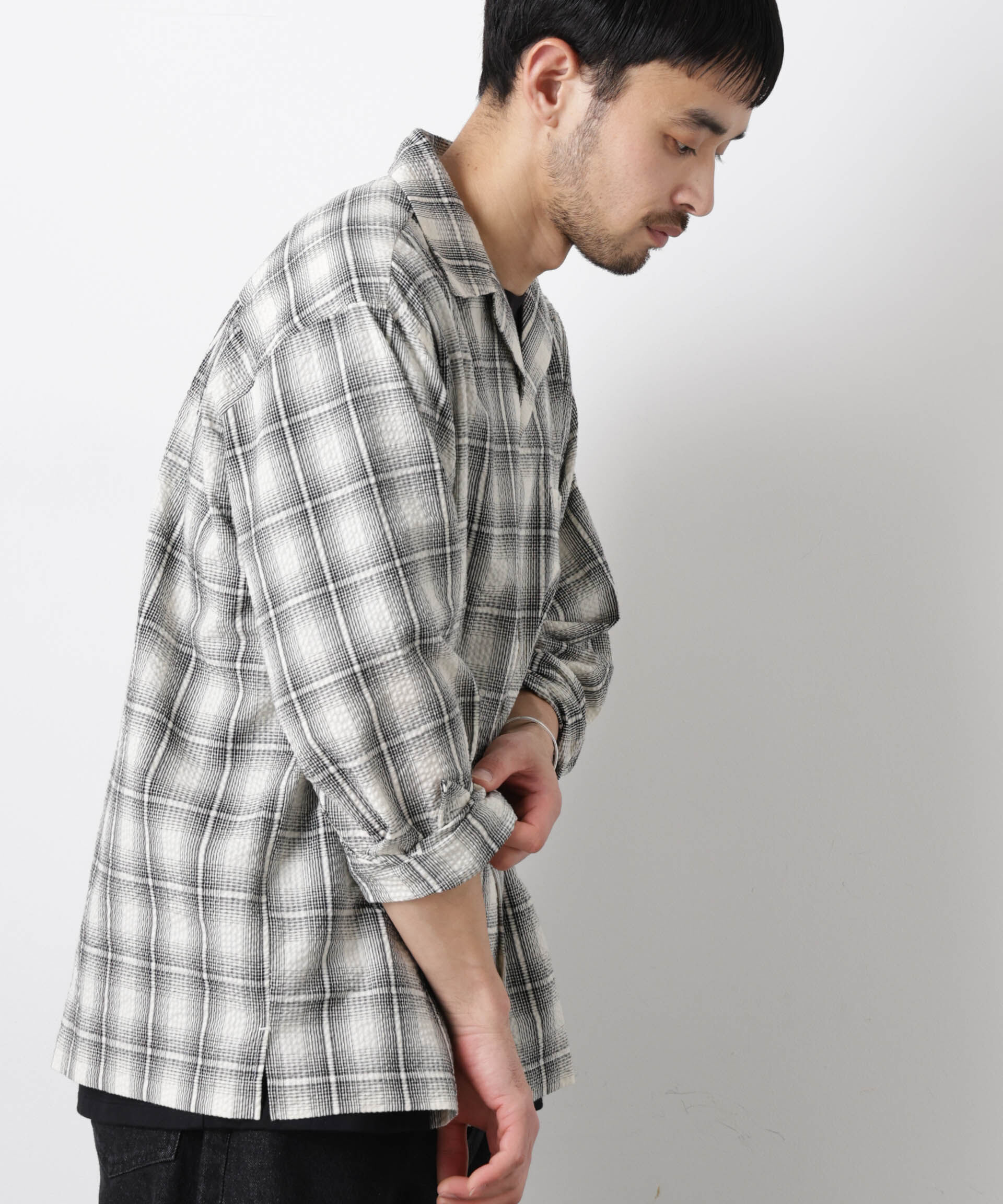 nano･universe「マイクロシアサッカーチェックシャツ」|シャツ・ブラウス|エクリュ4