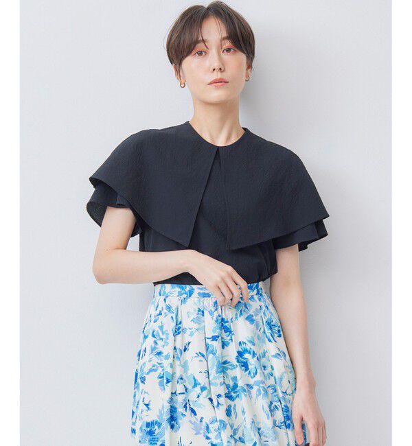 組曲「サッカーストレッチ 襟付きブラウス」|シャツ・ブラウス|