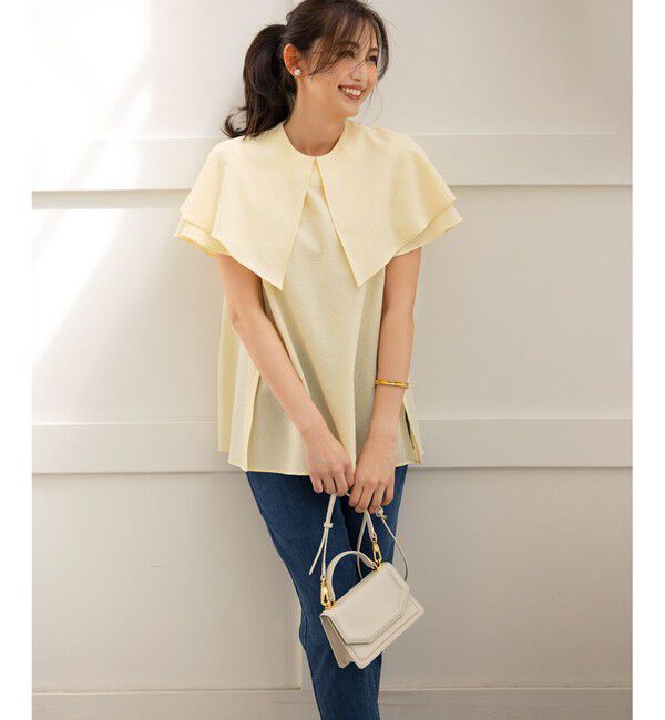 組曲「サッカーストレッチ 襟付きブラウス」|シャツ・ブラウス|