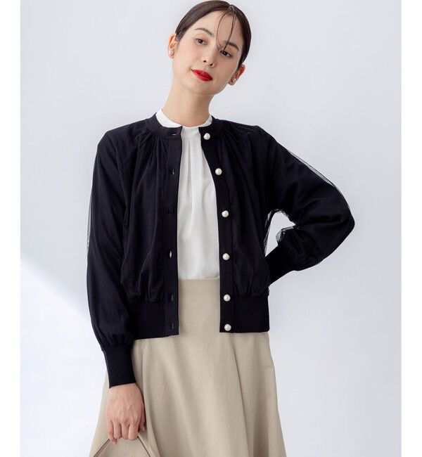 組曲「【WEB限定】チュールニット ブルゾン」|カーディガン|