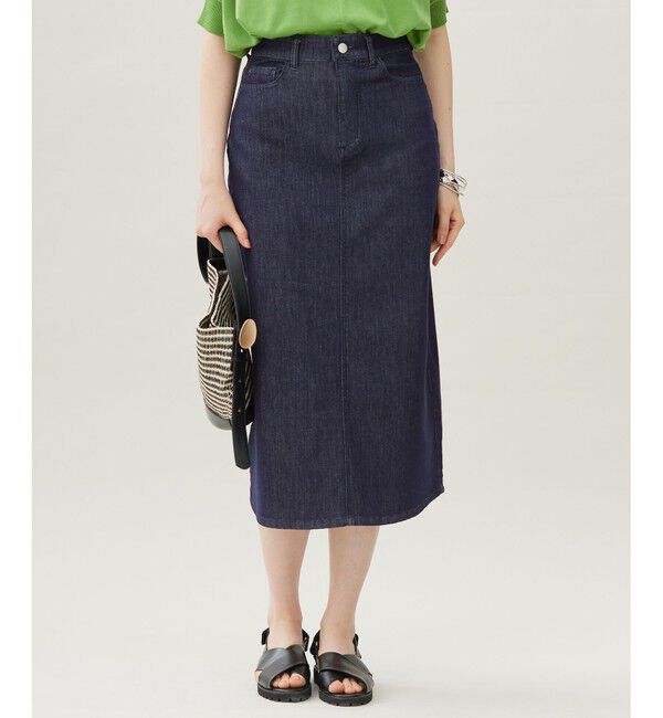 自由区「【洗える】ウスカルデニムAライン スカート」|スカート|インディゴ