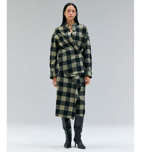 BEIGE,「HOBBS / ウールチェックカシュクールブラウス」|シャツ・ブラウス|