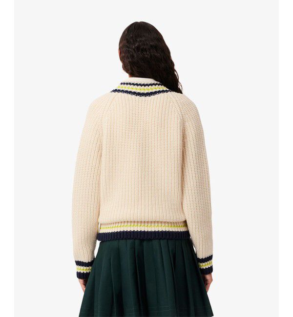 LACOSTE「ヘビーウェイト ウールチルデンニットセーター / Vネックニットセーター」|ニット・セーター|