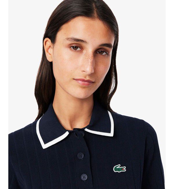 LACOSTE「メッシュ切り替え エッジ配色ゴルフニットポロシャツ」|ニット・セーター|