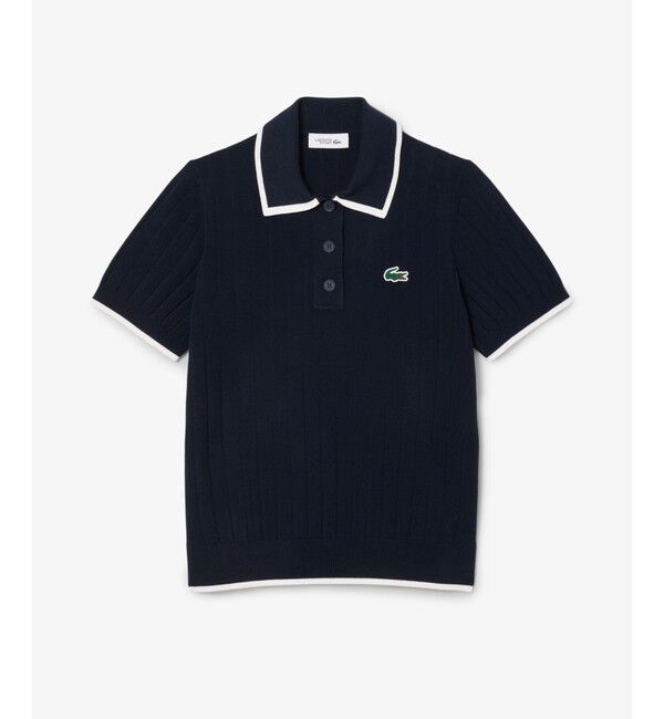 LACOSTE「メッシュ切り替え エッジ配色ゴルフニットポロシャツ」|ニット・セーター|