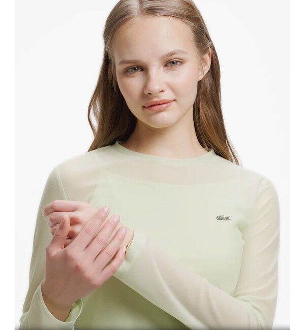 LACOSTE「レイヤードシアートップス キャミソール付き」|Tシャツ・カットソー|セージグリーン